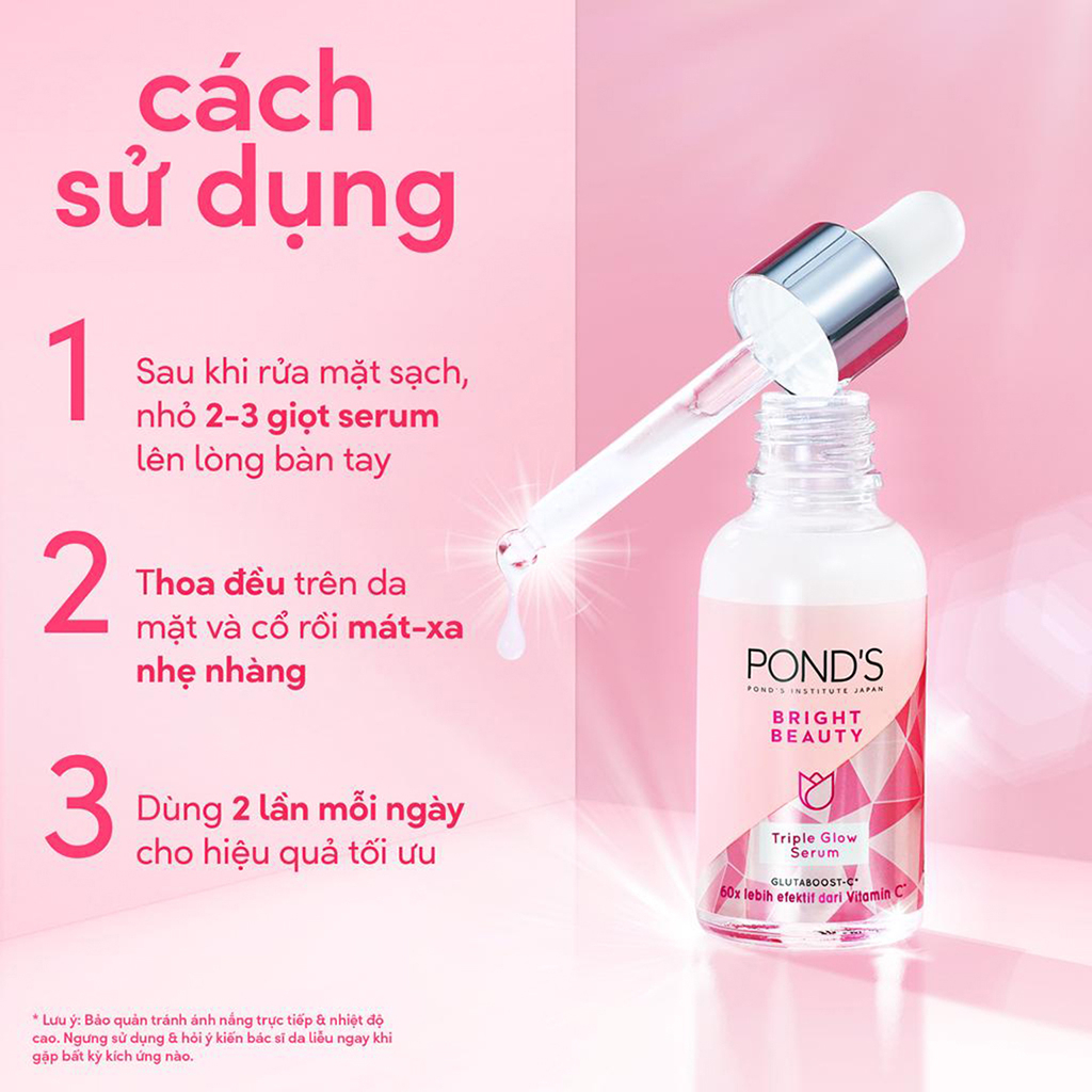 Hộp 6 gói serum Pond's Institute Japan dưỡng sáng mờ thâm 3D Glow 7.5g