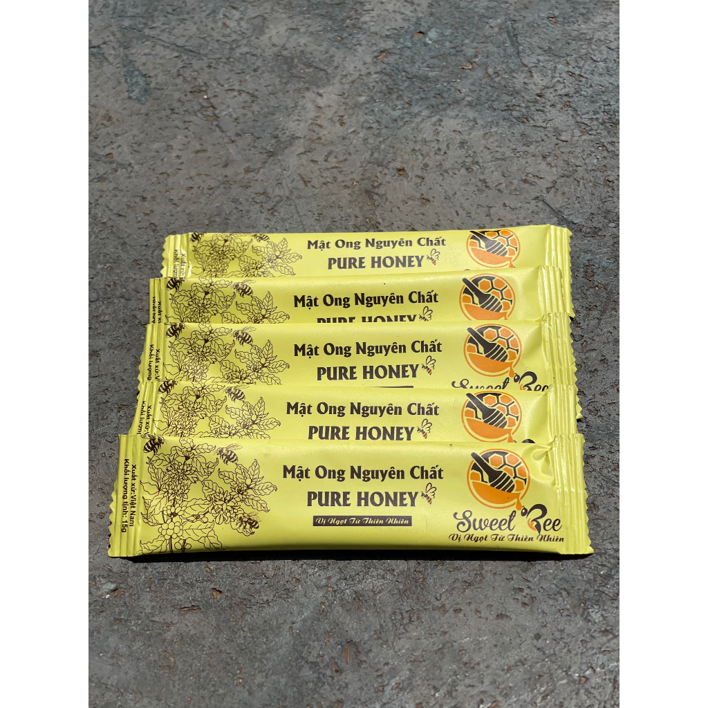 Mật Ong Đà Lạt Sweet Bee Nguyên Chất Gói Nhỏ Tiện Lợi Khối Lượng 225g/Hộp 15 Gói - Hàng Chính Hãng