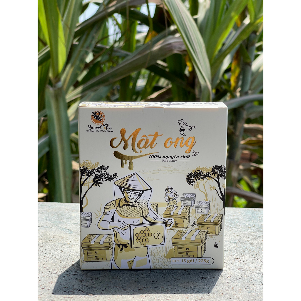 Mật Ong Đà Lạt Sweet Bee Nguyên Chất Gói Nhỏ Tiện Lợi Khối Lượng 225g/Hộp 15 Gói - Hàng Chính Hãng