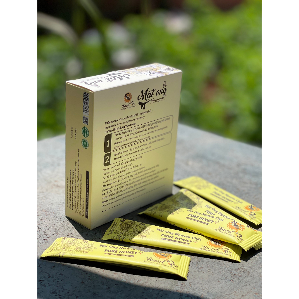 Mật Ong Đà Lạt Sweet Bee Nguyên Chất Gói Nhỏ Tiện Lợi Khối Lượng 225g/Hộp 15 Gói - Hàng Chính Hãng