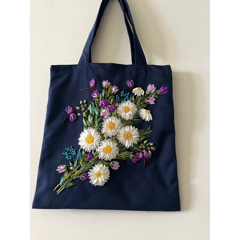 Túi tote thêu tay hoa cúc