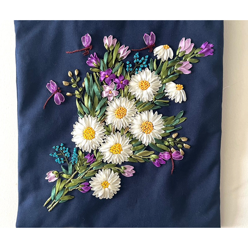 Túi tote thêu tay hoa cúc