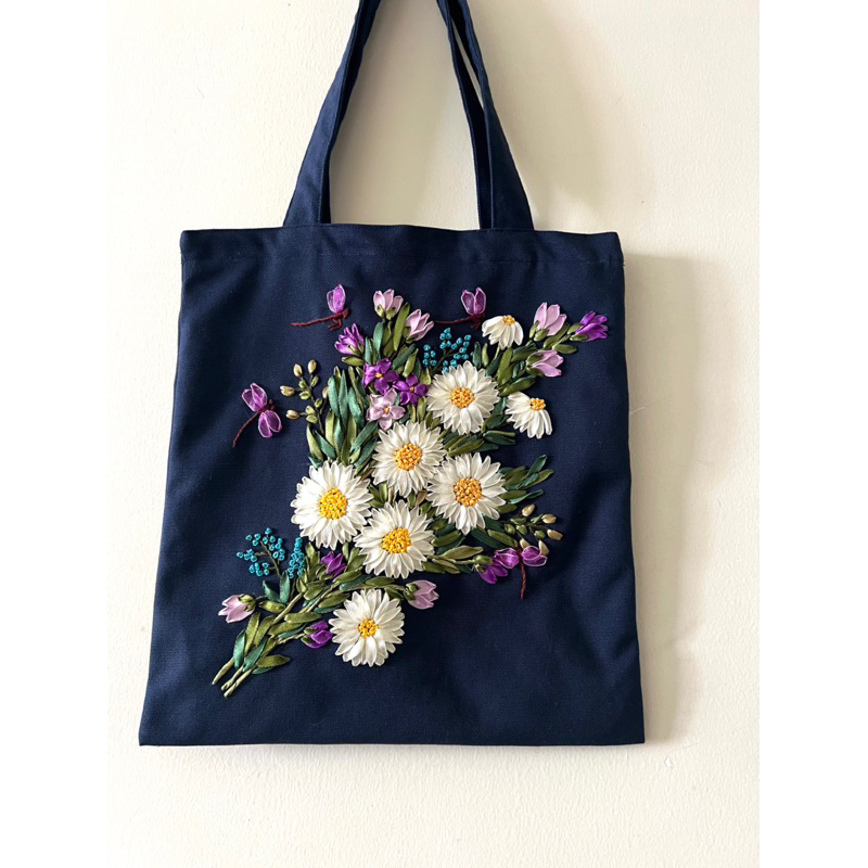 Túi tote thêu tay hoa cúc