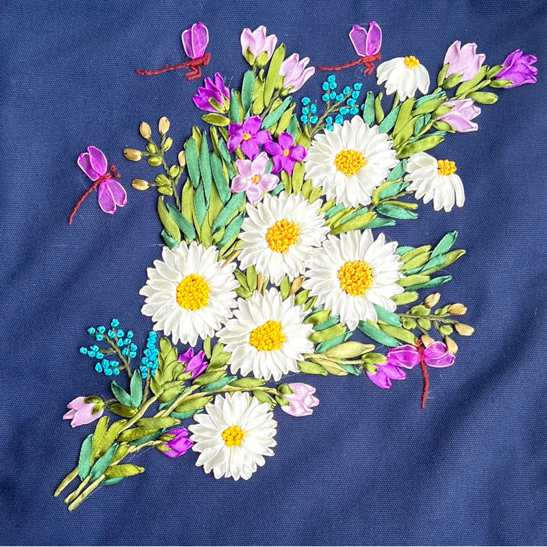 Túi tote thêu tay hoa cúc