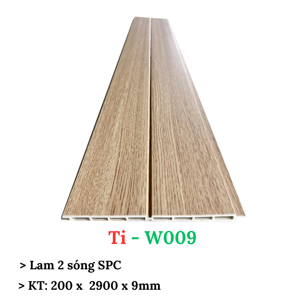 Lam gỗ nhựa 2 sóng thấp, tấm ốp dạng sóng, KT: 200 x 2900 x 9mm, mẫu mã đa dạng, màu sắc độc đáo, hàng có sẵn giao ngay