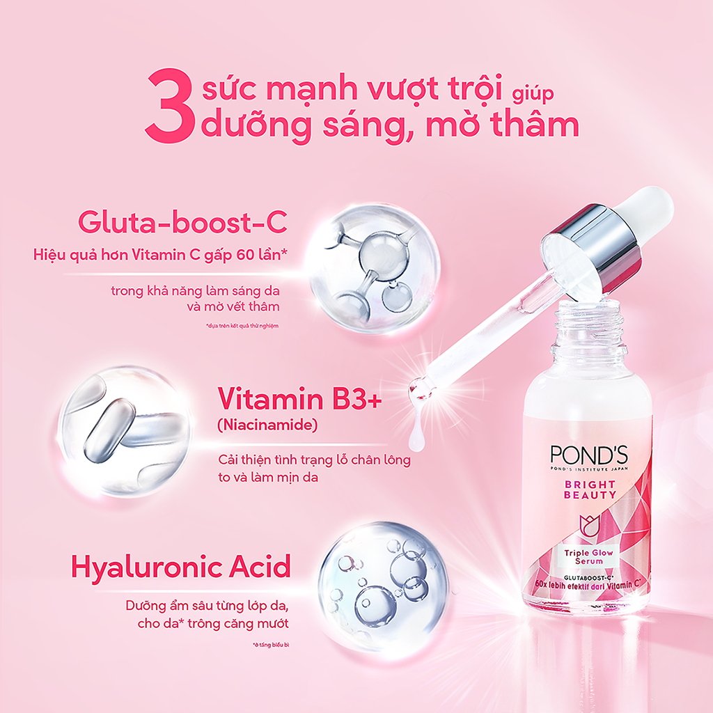 Hộp 6 gói serum Pond's Institute Japan dưỡng sáng mờ thâm 3D Glow 7.5g