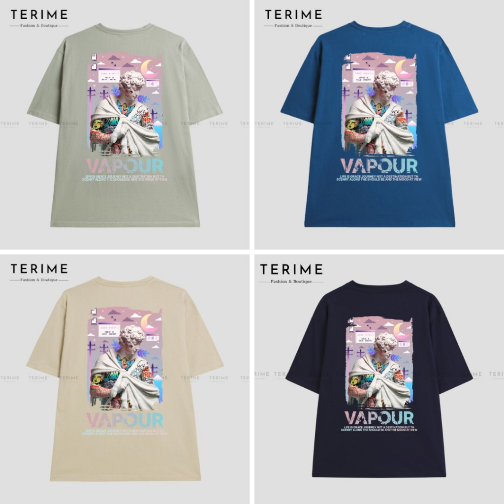 Áo thun Unisex, Áo phông cotton 100% form rộng tay lỡ Vapour