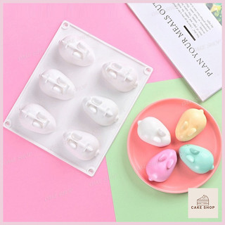HCM-Khuôn Silicon 6 Thỏ Ngọc Dễ Thương Làm Socola, Đậu Hũ Non, Thạch Rau câu, Pudding, Làm Xà Bông CAKESHOP