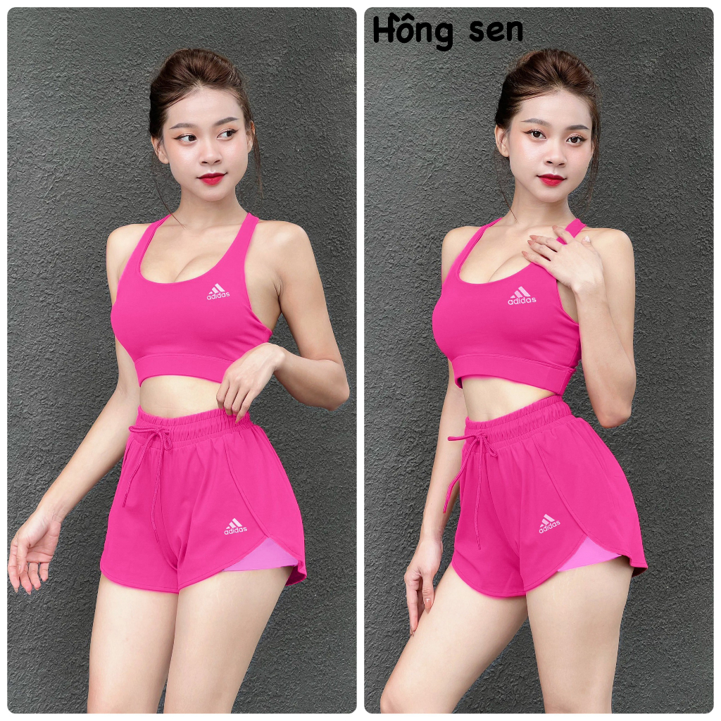 Đồ tập gym yoga erobic đi bơi nữ, set áo bra - quần 2 lớp - chát vải co giãn mềm mịn, thấm hút tốt & hách dáng độn v3