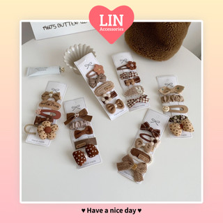 Set kẹp tóc cột tóc màu cafe nhiều mẫu lin