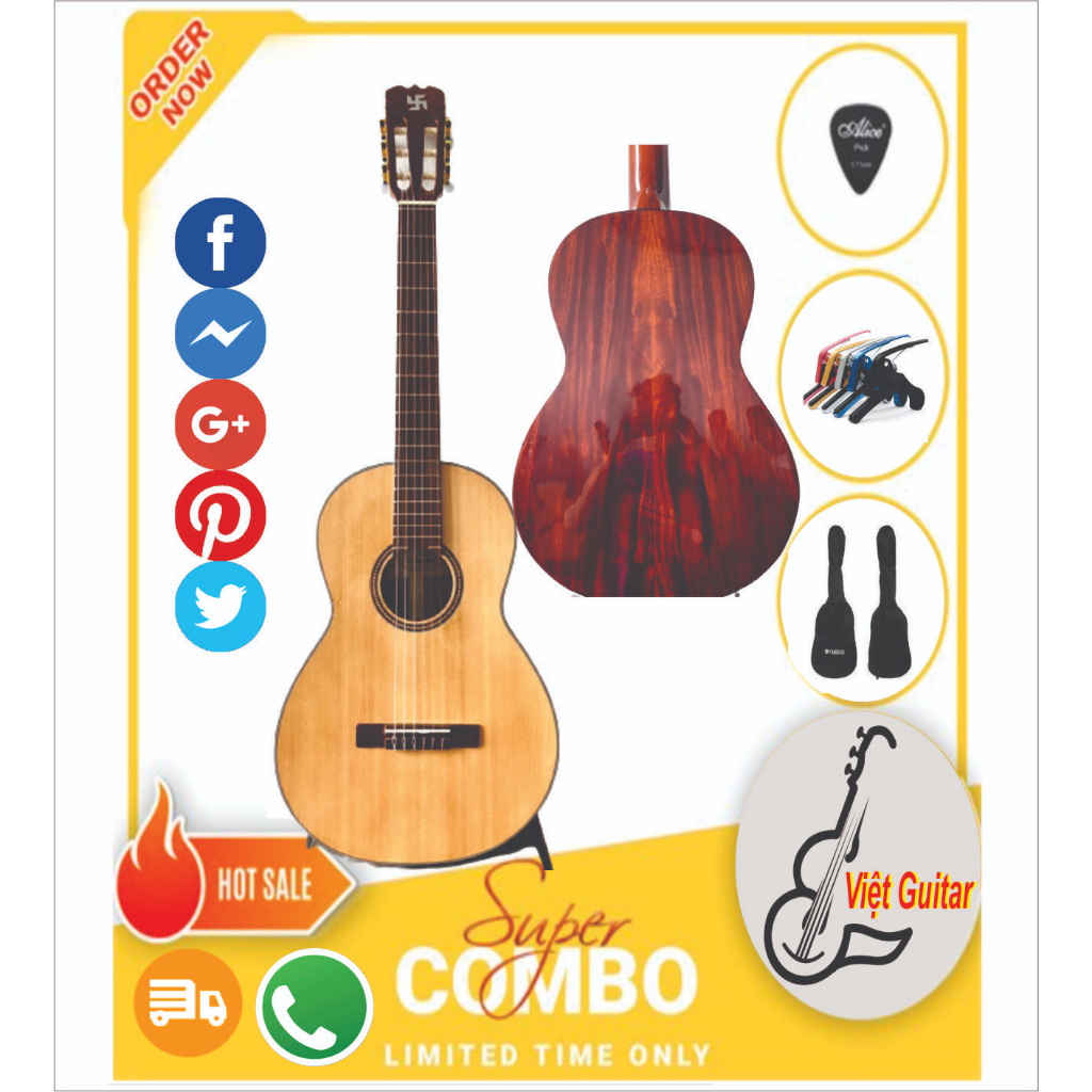 Guitar Bình Nguyên M100 – Guitar Classic Mini 3/4 Tiếng Hay + Gỗ Thịt, Chơi Lâu Dài