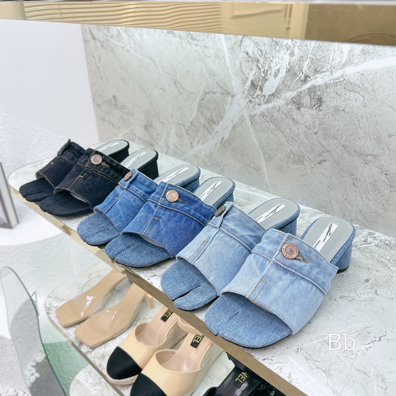 Guốc jean gót tròn hàng QC loại 1, có 3 màu fullbox