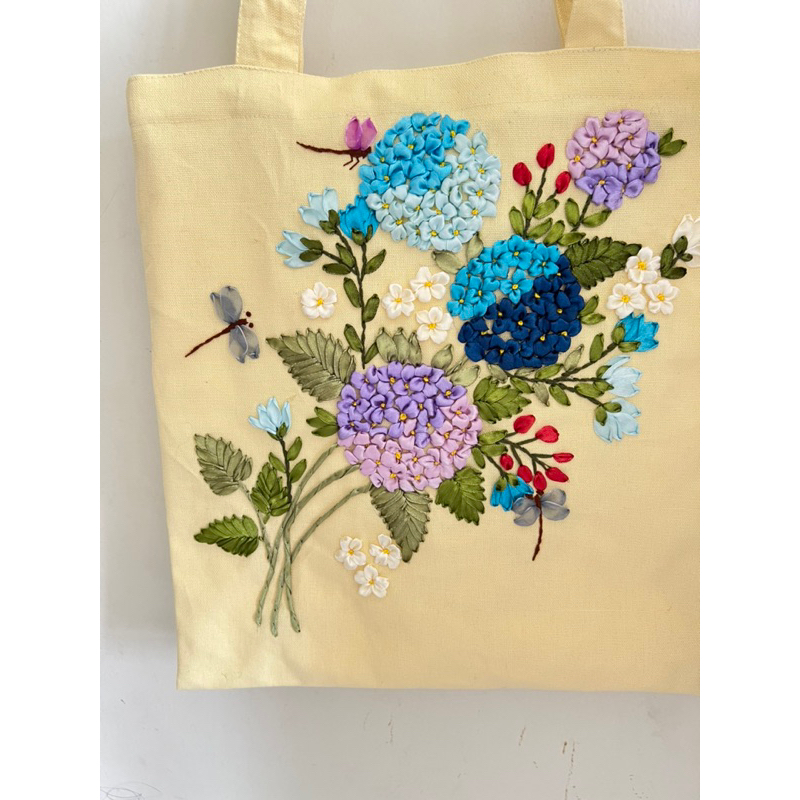 Túi tote thêu cẩm tú cầu(hình shop chụp)