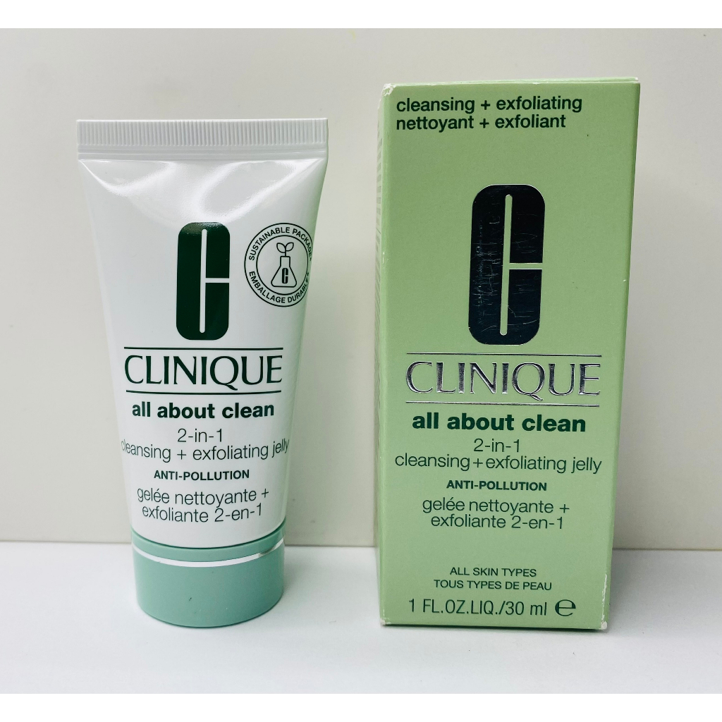 Sữa rửa mặt tẩy tế bào chết Clinique All About Clean 2-in-1 Cleansing + Exfoliating Jelly 30ml-Hàng USA