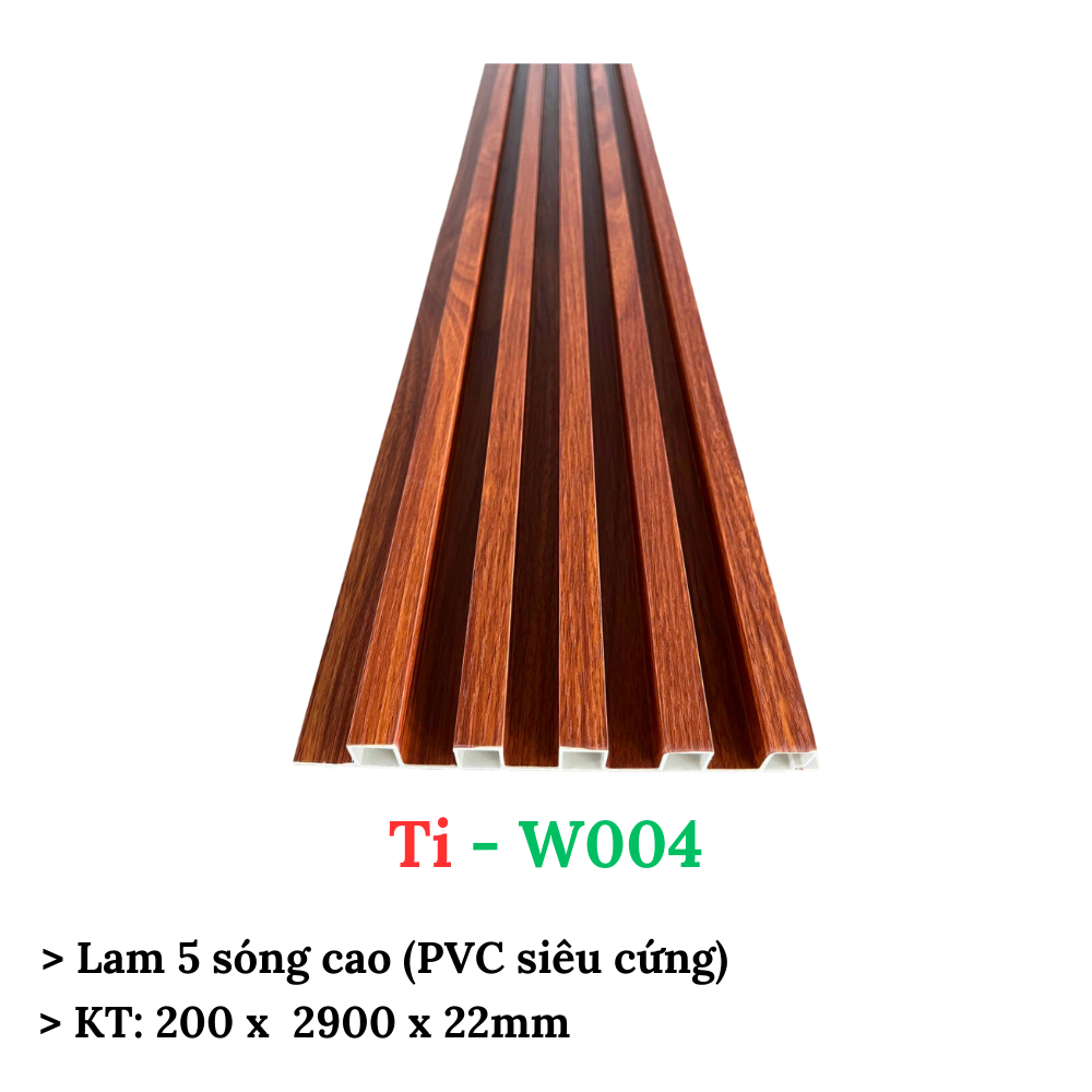 Lam gỗ nhựa 5 sóng cao, tấm ốp dạng sóng, KT: 200 x 2900 x 22mm, mẫu mã đa dạng, màu sắc độc đáo, hàng có sẵn giao ngay