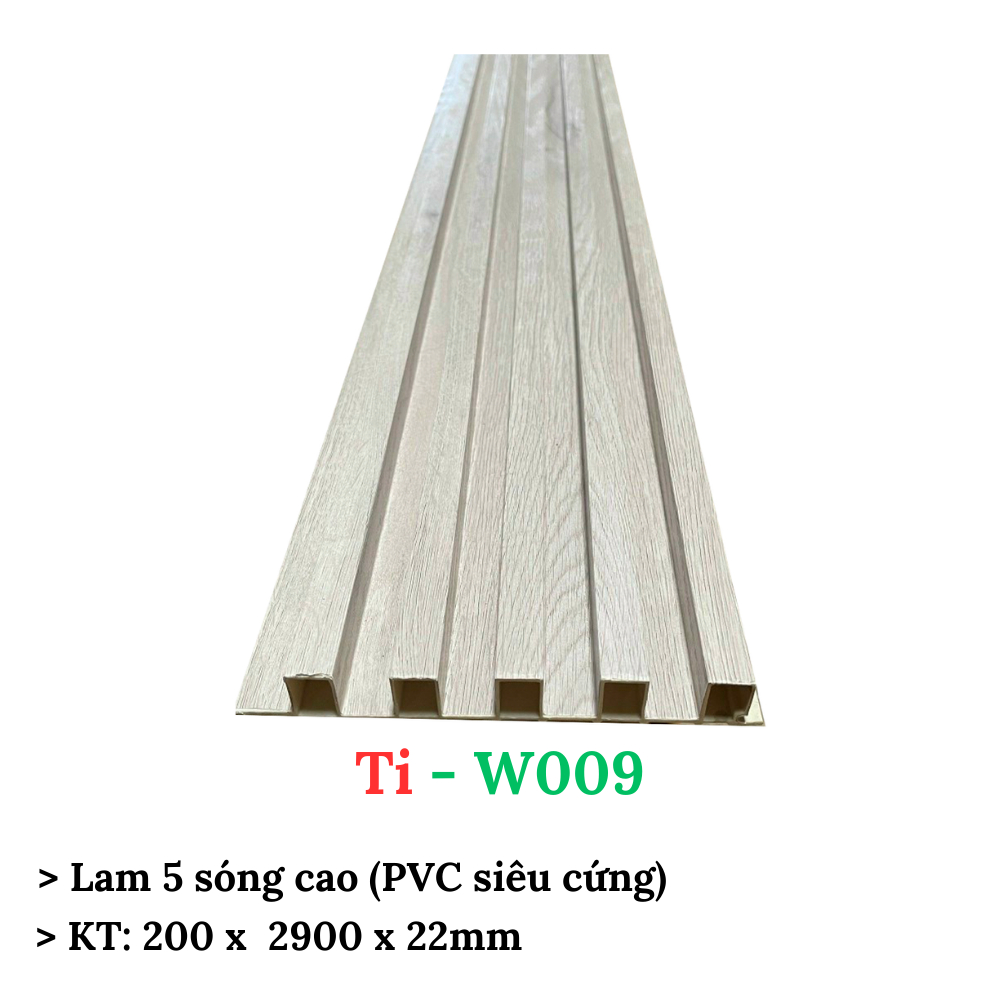 Lam gỗ nhựa 5 sóng cao, tấm ốp dạng sóng, KT: 200 x 2900 x 22mm, mẫu mã đa dạng, màu sắc độc đáo, hàng có sẵn giao ngay