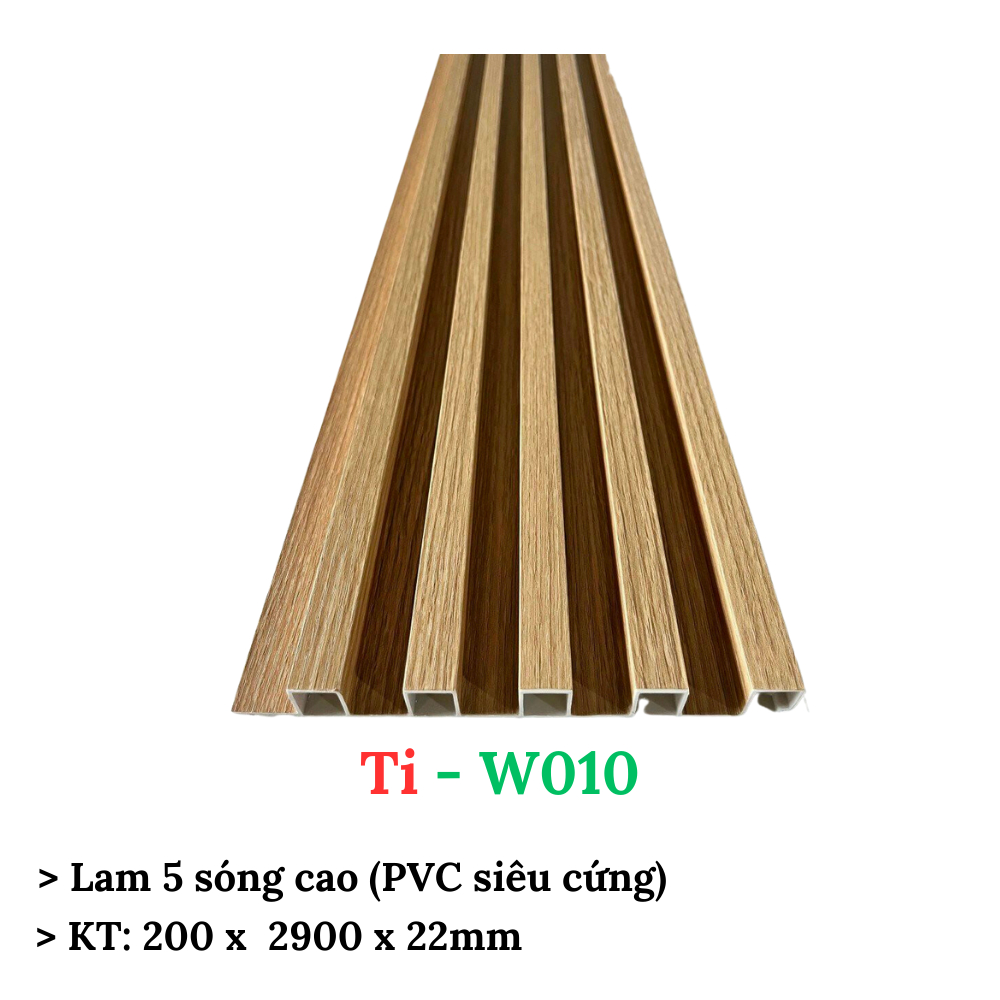 Lam gỗ nhựa 5 sóng cao, tấm ốp dạng sóng, KT: 200 x 2900 x 22mm, mẫu mã đa dạng, màu sắc độc đáo, hàng có sẵn giao ngay