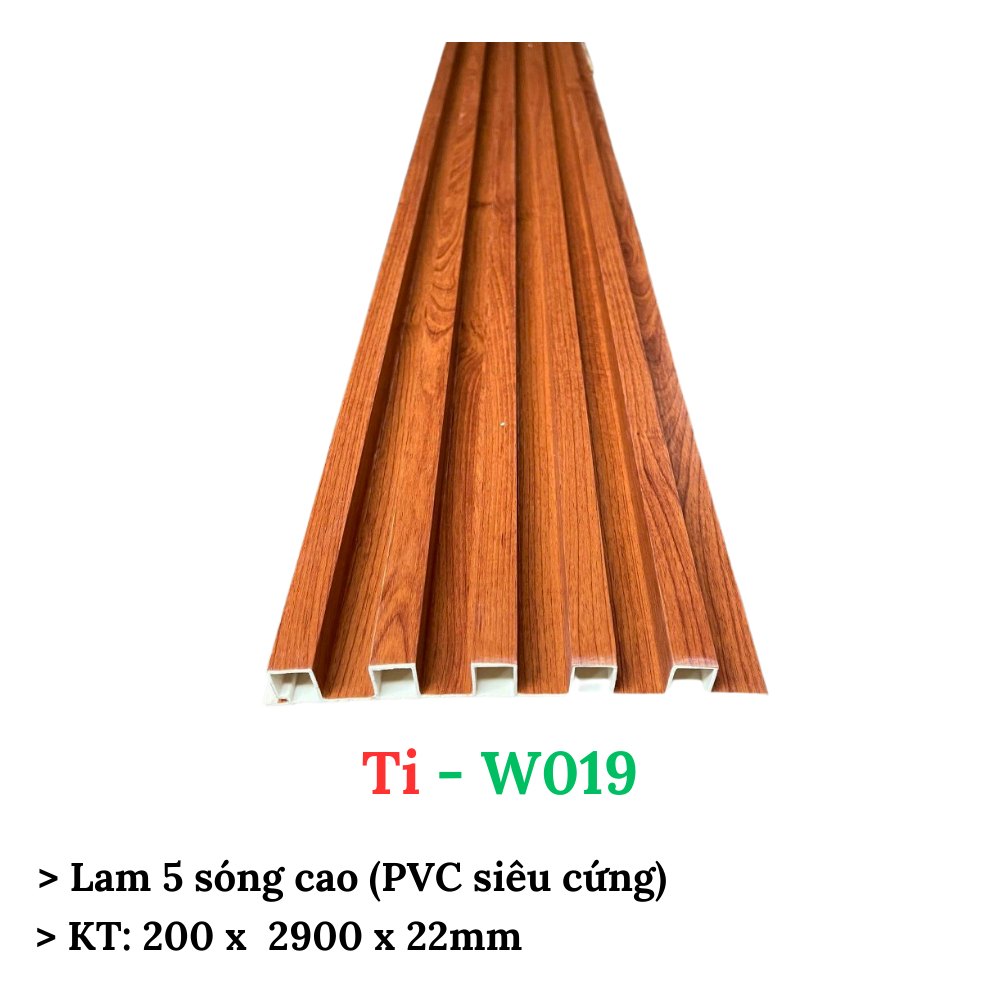 Lam gỗ nhựa 5 sóng cao, tấm ốp dạng sóng, KT: 200 x 2900 x 22mm, mẫu mã đa dạng, màu sắc độc đáo, hàng có sẵn giao ngay