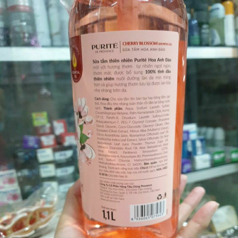 SỮA TẮM PURITÉ HOA ANH ĐÀO CHAI TO 1,1L DA THƠM MƯỚT CẢ NGÀY