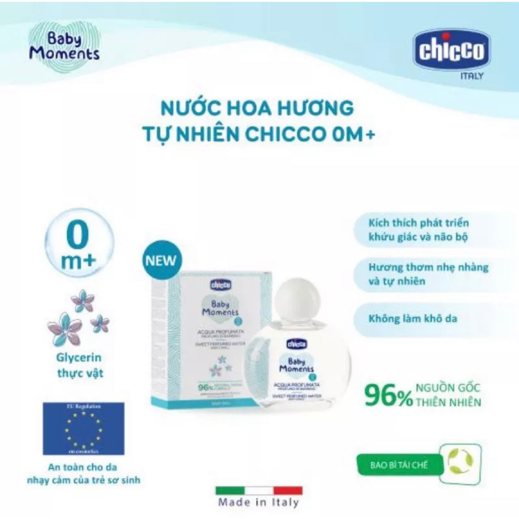 Nước hoa cho bé hương tự nhiên Chicco 0M+ 100ml