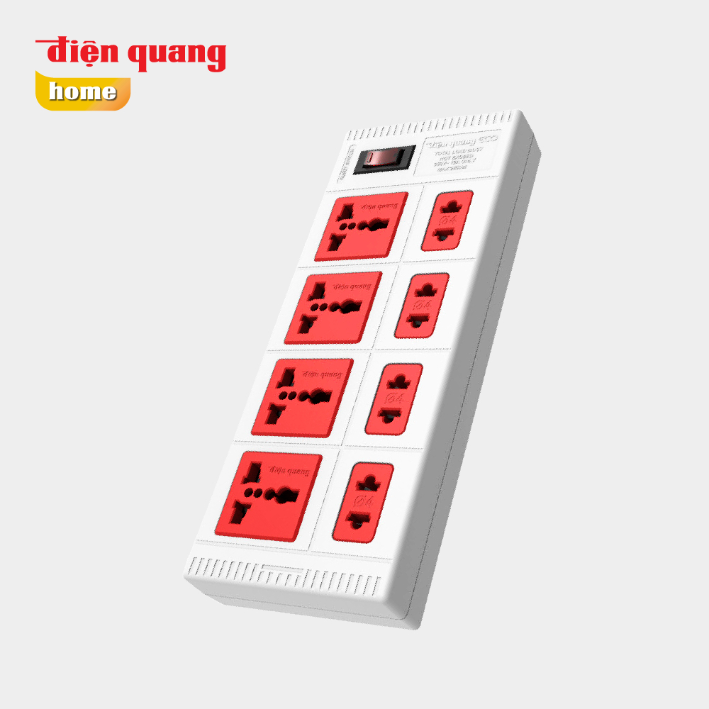 Ổ cắm Điện Quang ECO ĐQ ESK 2WR 8ECO (8 lỗ, dây dài 2m) - Bảo hành 12 tháng