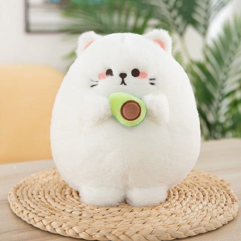 Gấu bông mèo ôm trái bơ siêu cute bông mịn hàng cao cấp 25cm