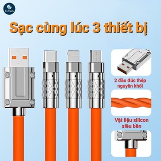 Cáp sạc nhanh silicon 3in1 120w