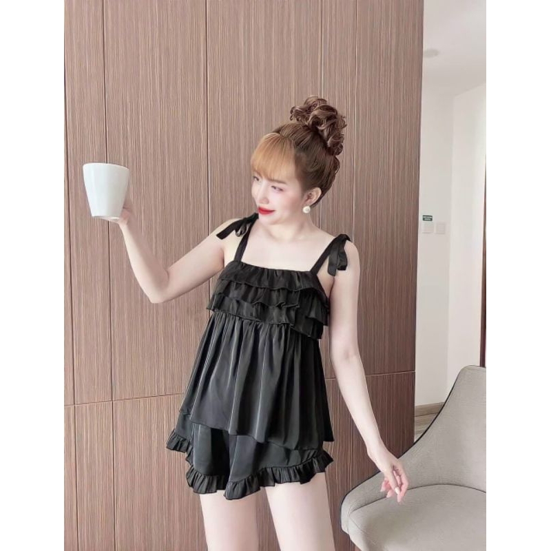 Sét bộ 2 dây cột nơ phối bèo (Chất liệu  phi Latin_ siêu mịn mát)