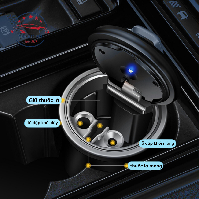 Gạt Tàn Thuốc Lá Bằng Gốm Chịu Nhiệt Cao Kèm Đèn LED Với Vỏ Bọc Trang Trí Nội Thất Xe Hơi, nhỏ gọn an toàn Sang Trọng