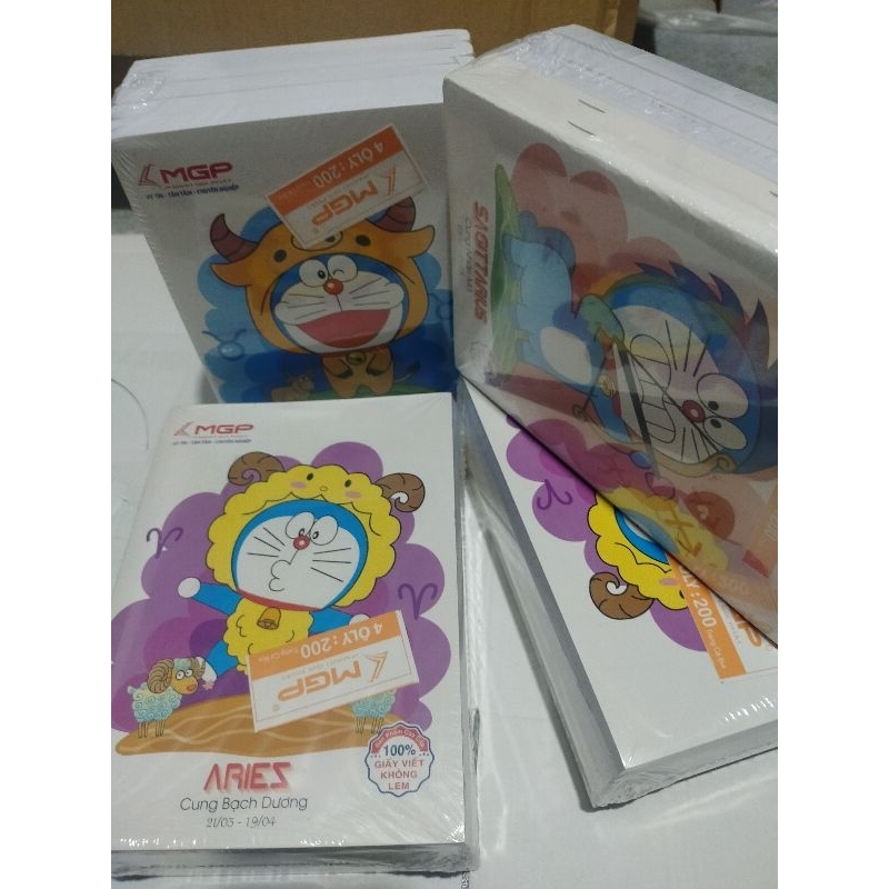 Combo 5 Tập MGP Mèo máy 200 trang, 4 ô ly, 5 ô ly, định lượng: 100gsm, khổ 205x155cm - KhuBa Shop