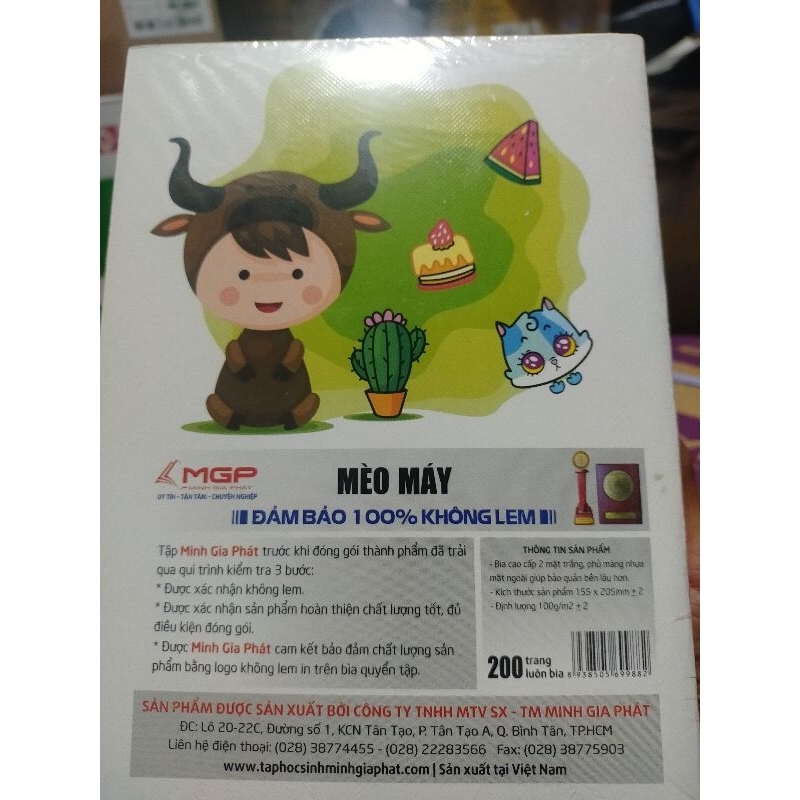 Combo 5 Tập MGP Mèo máy 200 trang, 4 ô ly, 5 ô ly, định lượng: 100gsm, khổ 205x155cm - KhuBa Shop