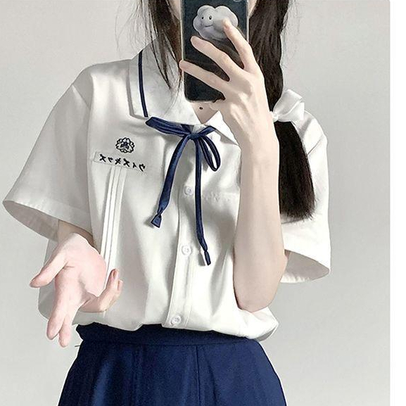 Áo sơ mi trắng đồng phục jk nữ ngắn tay phong cách học sinh ,sinh viên Nhật Bản