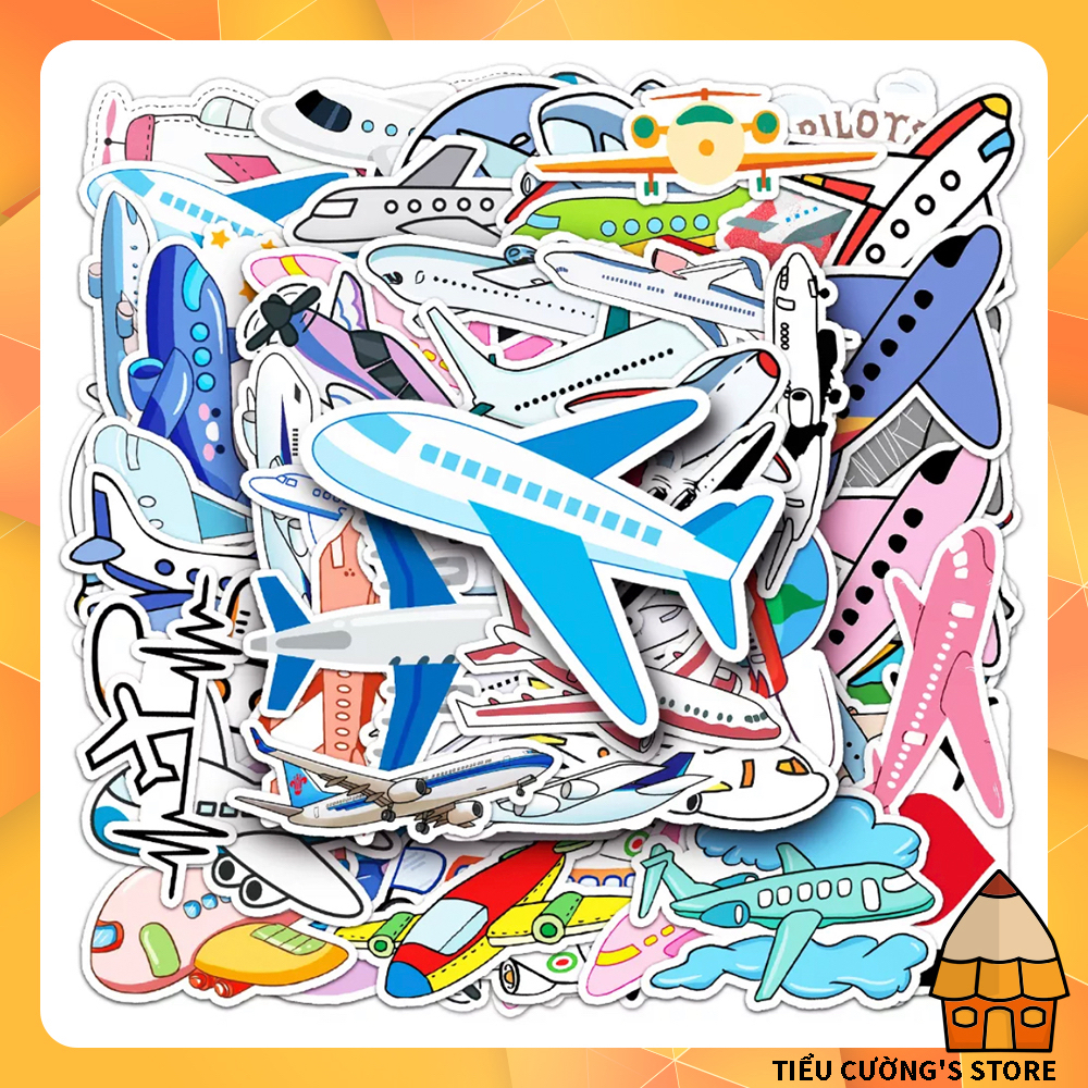 Set 10/20 Hình Dán ✈️ Sticker cute trang trí xe, laptop, nón bảo hiểm hoạ tiết máy bay