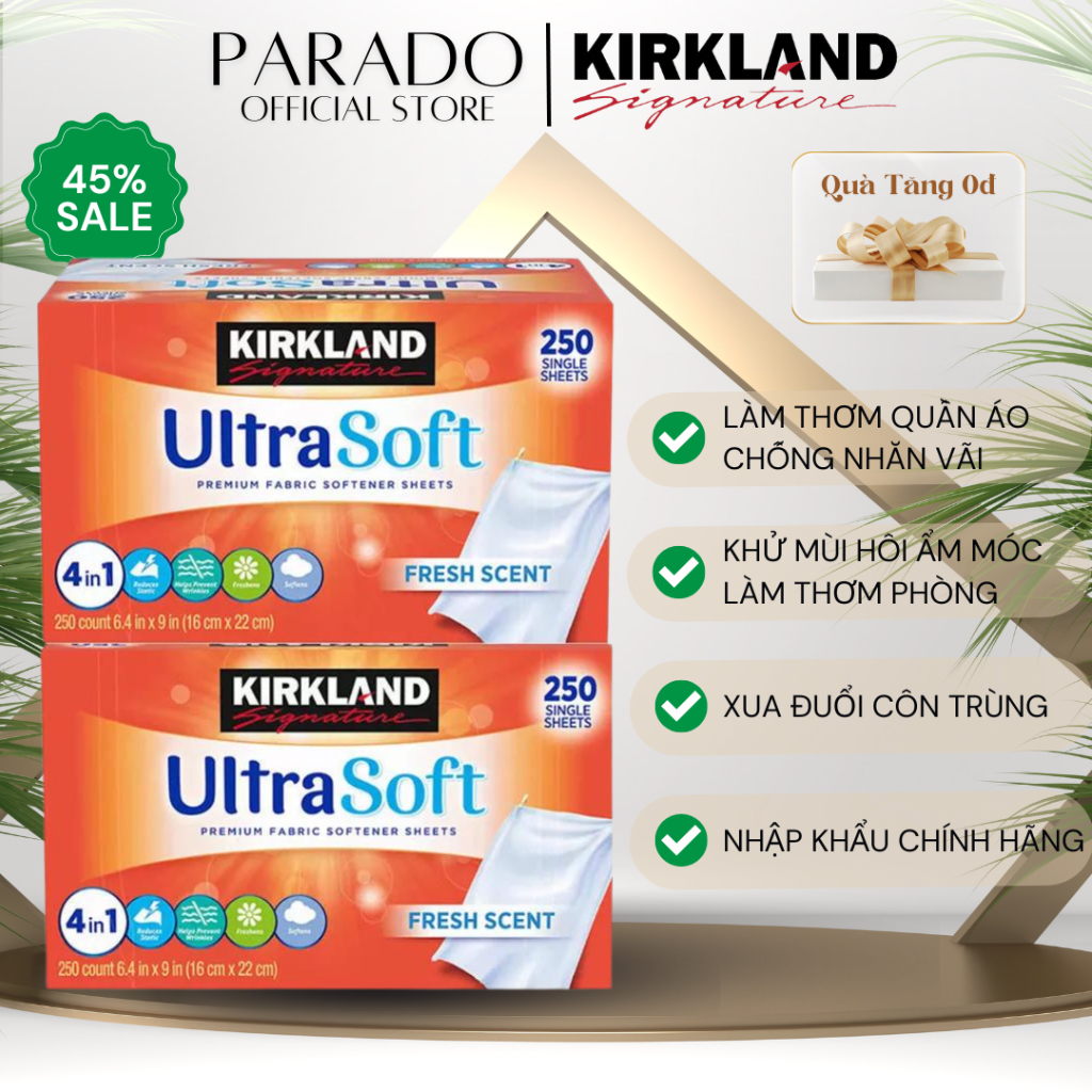 Giấy Thơm Quần Áo Kirkland Ultra Soft 4 in 1 Giá Tốt, Hàng Cao Cấp Mỹ - Full Hộp 250 Tờ