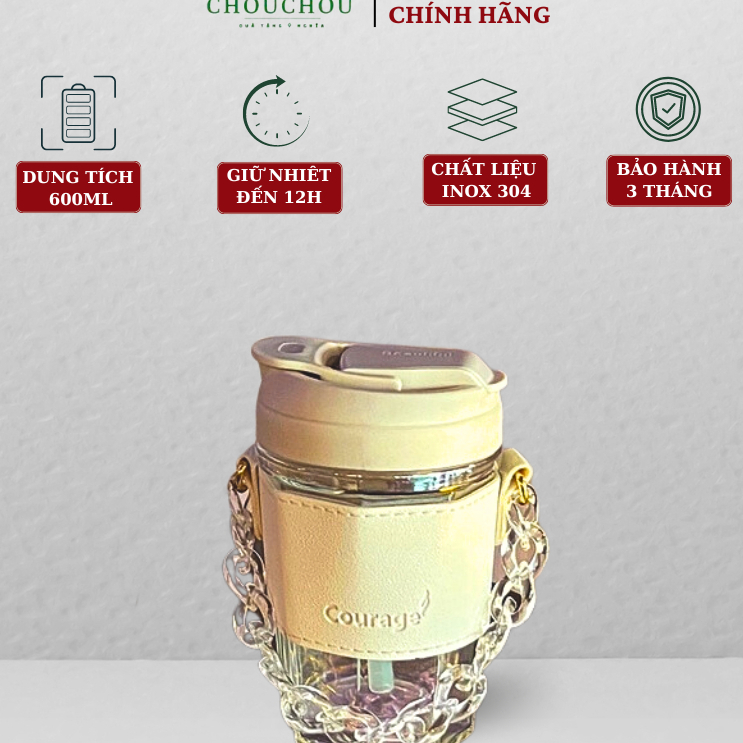 Cốc Bao da có nắp và Quai xách đi kèm cute xỉu 420 ml