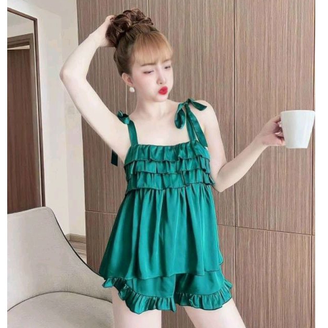 Sét bộ 2 dây cột nơ phối bèo (Chất liệu  phi Latin_ siêu mịn mát)