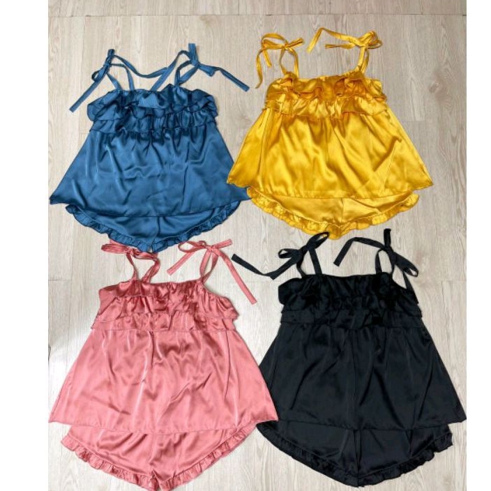 Sét bộ 2 dây cột nơ phối bèo (Chất liệu  phi Latin_ siêu mịn mát)