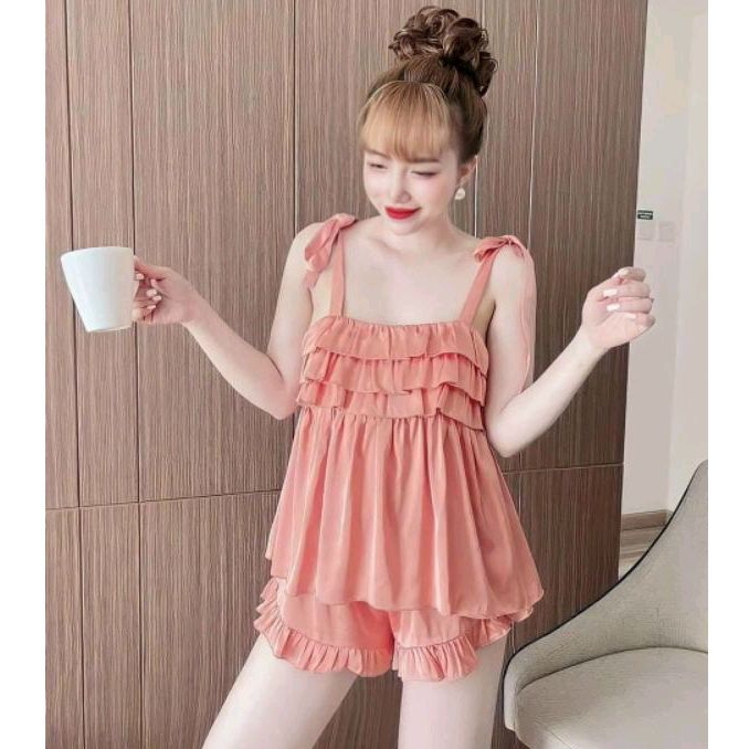 Sét bộ 2 dây cột nơ phối bèo (Chất liệu  phi Latin_ siêu mịn mát)