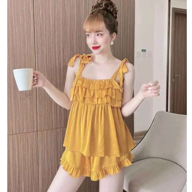 Sét bộ 2 dây cột nơ phối bèo (Chất liệu  phi Latin_ siêu mịn mát)