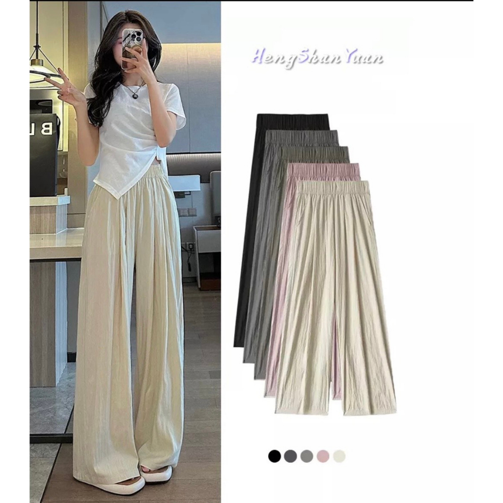 Quần xuông, ống rộng cạp eo cao, chất vải đũi xước nhật cao cấp siêu nhẹ, thoáng mát tôn dáng , không bai xù.