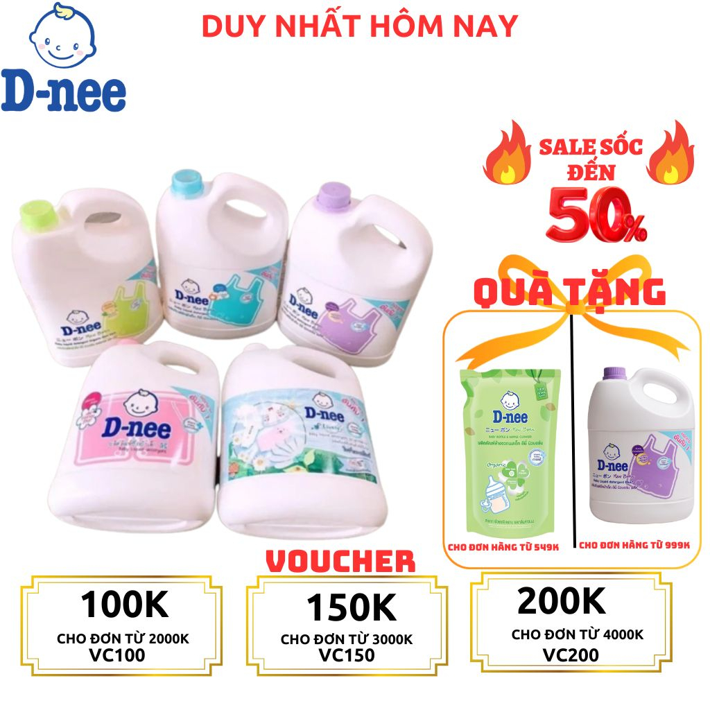 (TRỢ GIÁ) Nước giặt quần áo em bé Dnee 3000ml/1400ml - Nước Giặt Xả Cho Trẻ Em an toàn, Chính hãng tem đại thịnh GIA DỤN