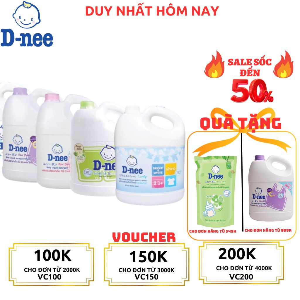 (HÀNG THÁI) Nước giặt quần áo em bé Dnee 3000ml - Nước Giặt Xả Cho Trẻ Em an toàn, Chính hãng Công ty Đại Thịnh