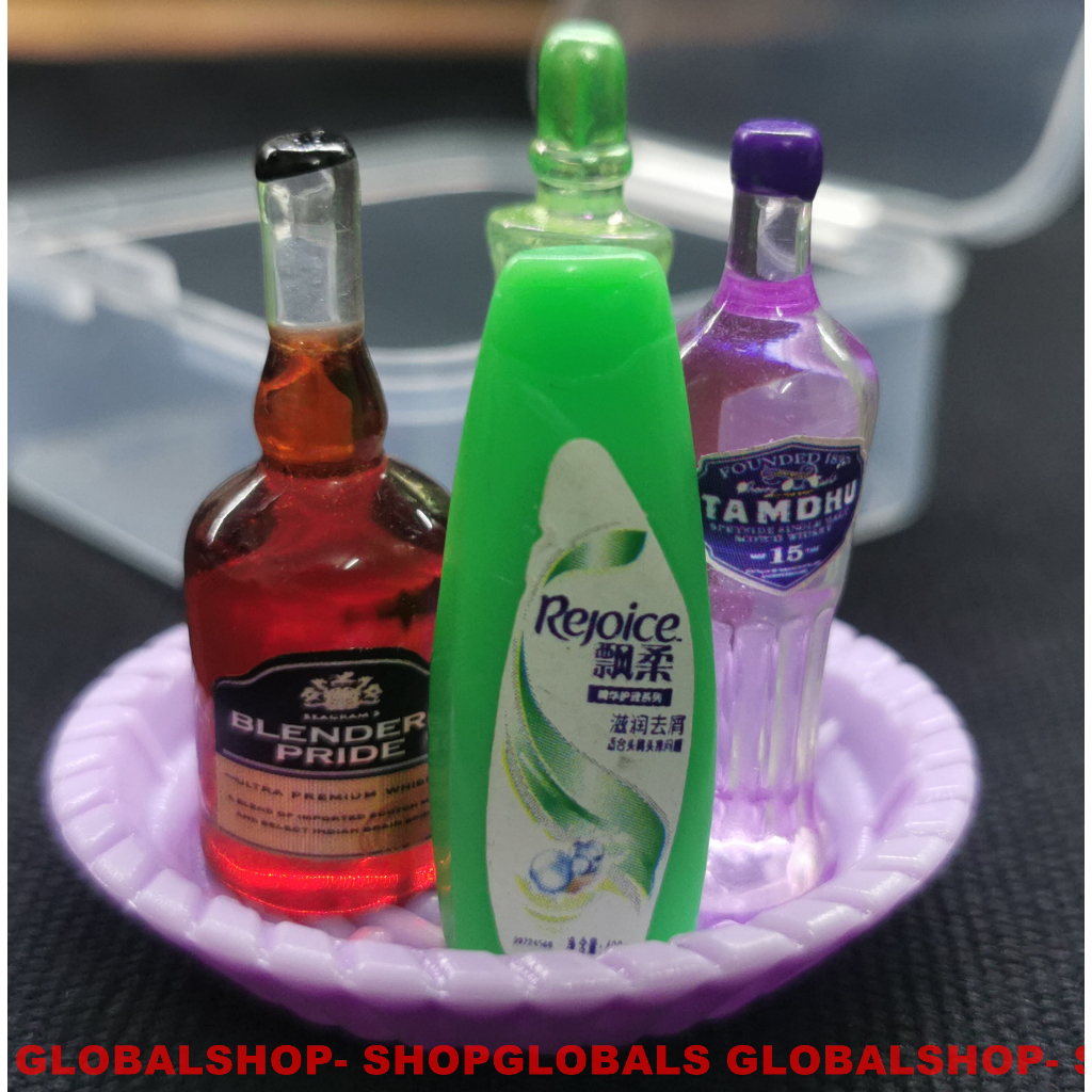 Bộ 5 món charm mini chai nước và đồ ăn mini trang  trí