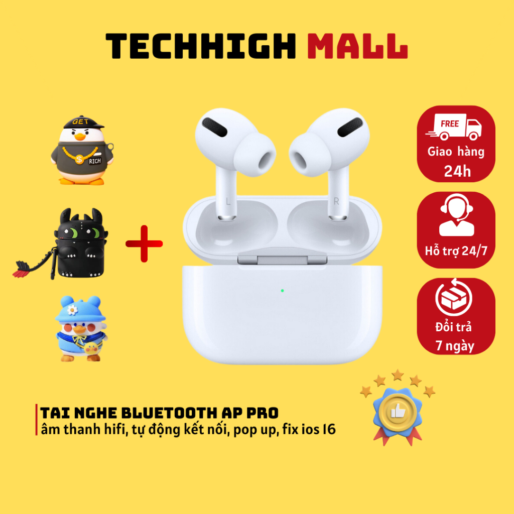 Tai nghe không dây bluetooth P3 chất lượng âm thanh trầm tuyệt vời tích hợp micro- TECHHIGH