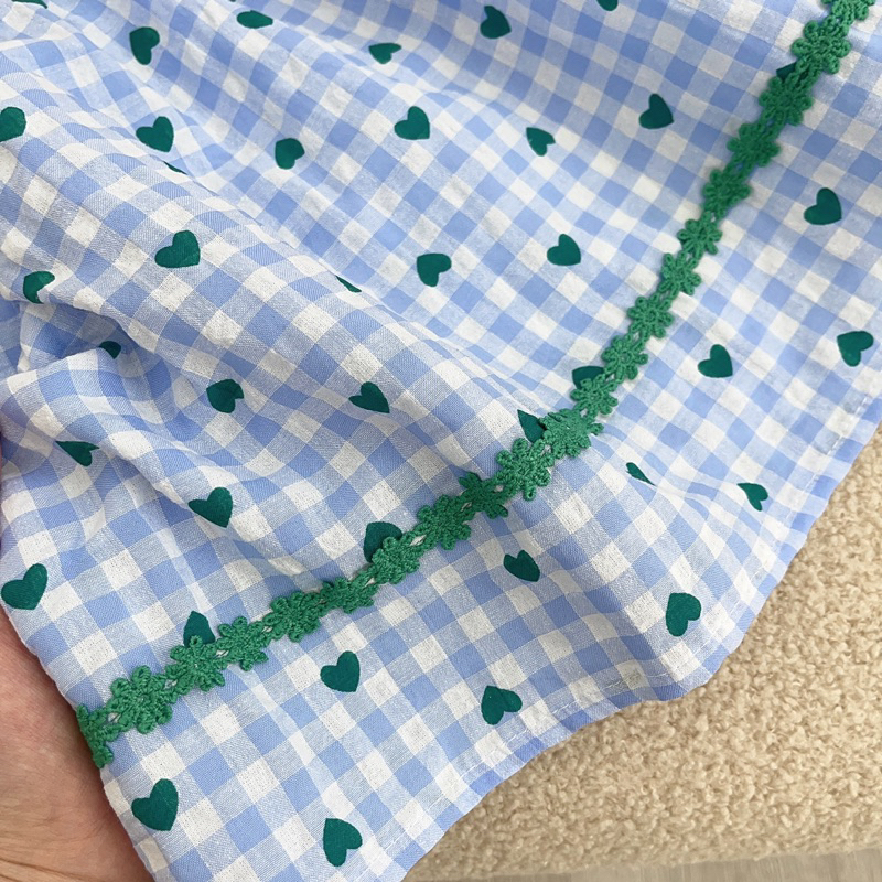 Váy Tiểu Thư Cho Bé Gái Tay Bồng Kẻ Caro Chất Mềm Sụn   MÃ 35