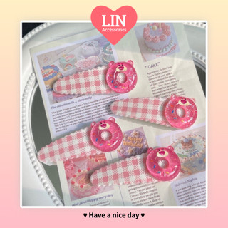 Kẹp tóc gấu dâu lotso bánh donut đáng yêu lin