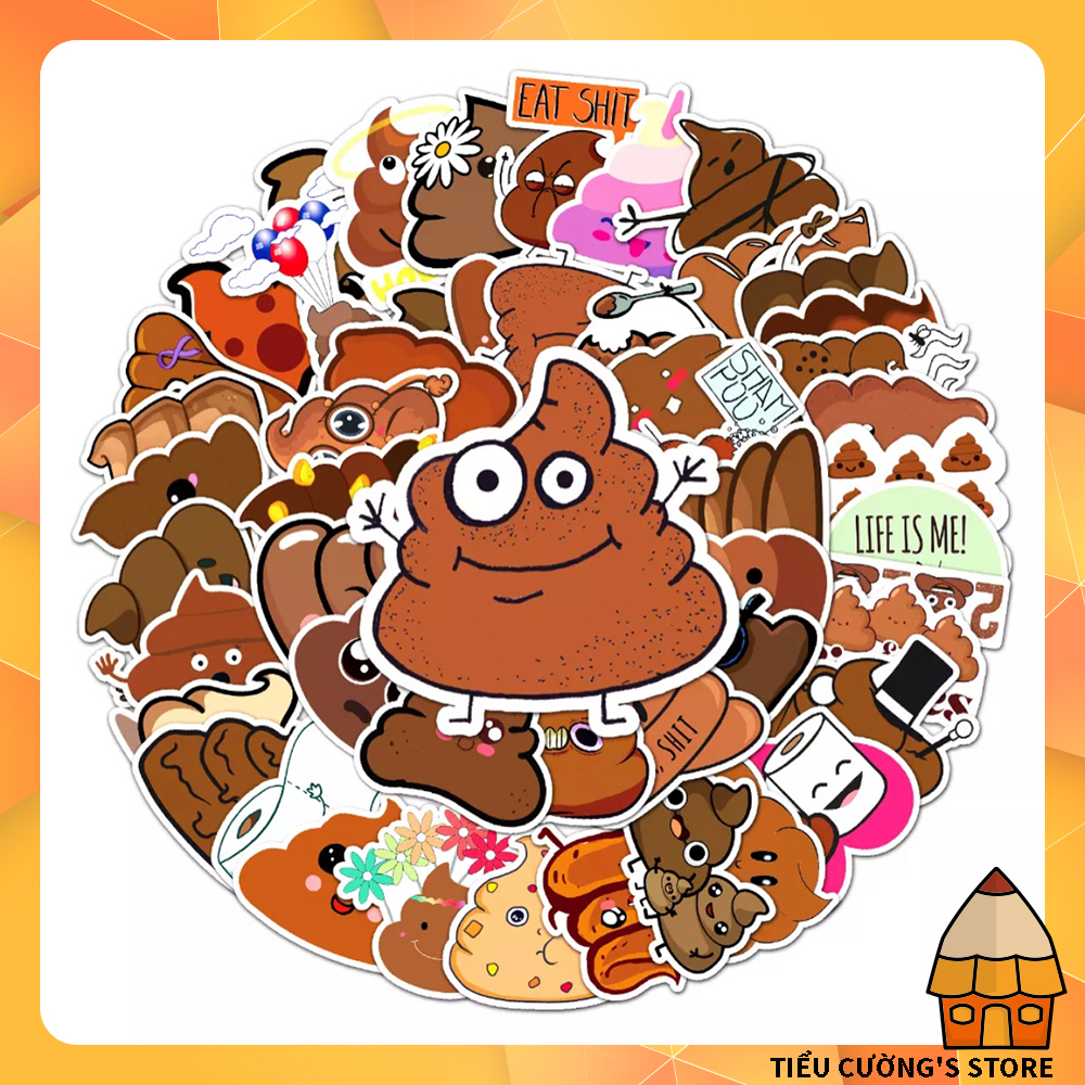 Set 10/20 hình dán 💩💩 Sticker cute trang trí xe, laptop, nón bảo hiểm hoạ tiết Cục Phân Nhỏ
