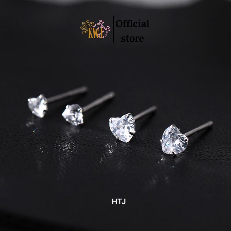 Bông tai hình tim, bông tai nụ đá, bông tai bạc.