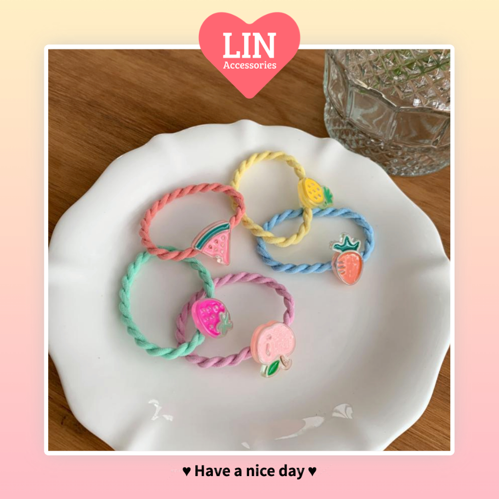Thun Cột Tóc Buộc Tóc LIN Trái Cây Màu Pastel
