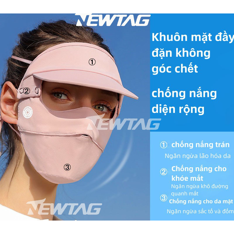 Khẩu Trang Vải Che Mặt Kèm Mũ Tấm che nắng toàn mặt ngoài trời hai trong một có thể tháo rời bằng lụa băng thoáng khí